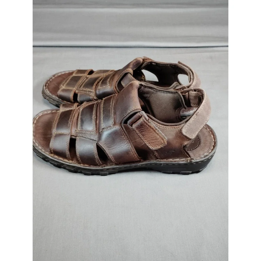 Skechers Men 12 Fisherman Sandals Brown Leather Old Money Open Toe #60847 2010
